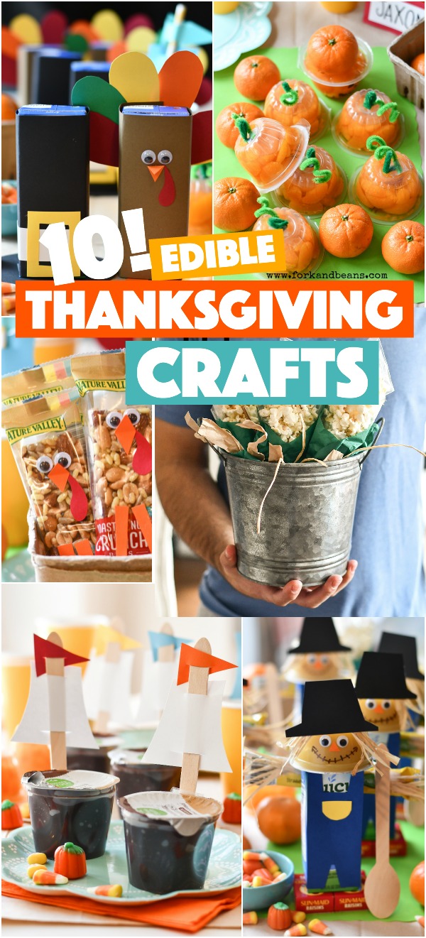 A photo compilation of my favorite Edible Thanksgiving Crafts from Fork and Beans