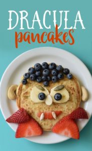 Imagine the delight your kids will have on their faces when they see a plate of Halloween Pancakes waiting for them tomorrow morning. Topped with fresh fruit for the faces, this breakfast treat will make your entire family happy.