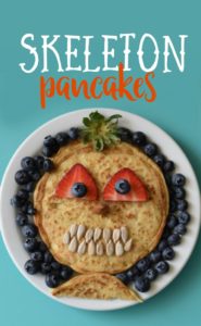 Imagine the delight your kids will have on their faces when they see a plate of Halloween Pancakes waiting for them tomorrow morning. Topped with fresh fruit for the faces, this breakfast treat will make your entire family happy.