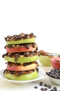 Healthy Caramel Apple Slices made with a raw date caramel sauce