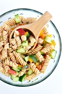 Add a fun flair with your Summer Pasta Salad by placing them into bell pepper buckets.